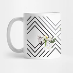 White Flowers & Squares Mug